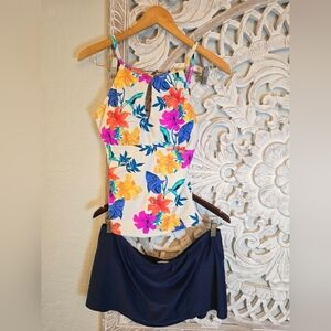 Ellen Tracy Women's Swim 2 Pieces Set Colorful SPF Protection